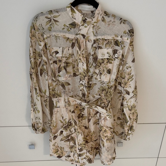 Zimmermann Cream and Green Floral jumpsuit Women Size 0